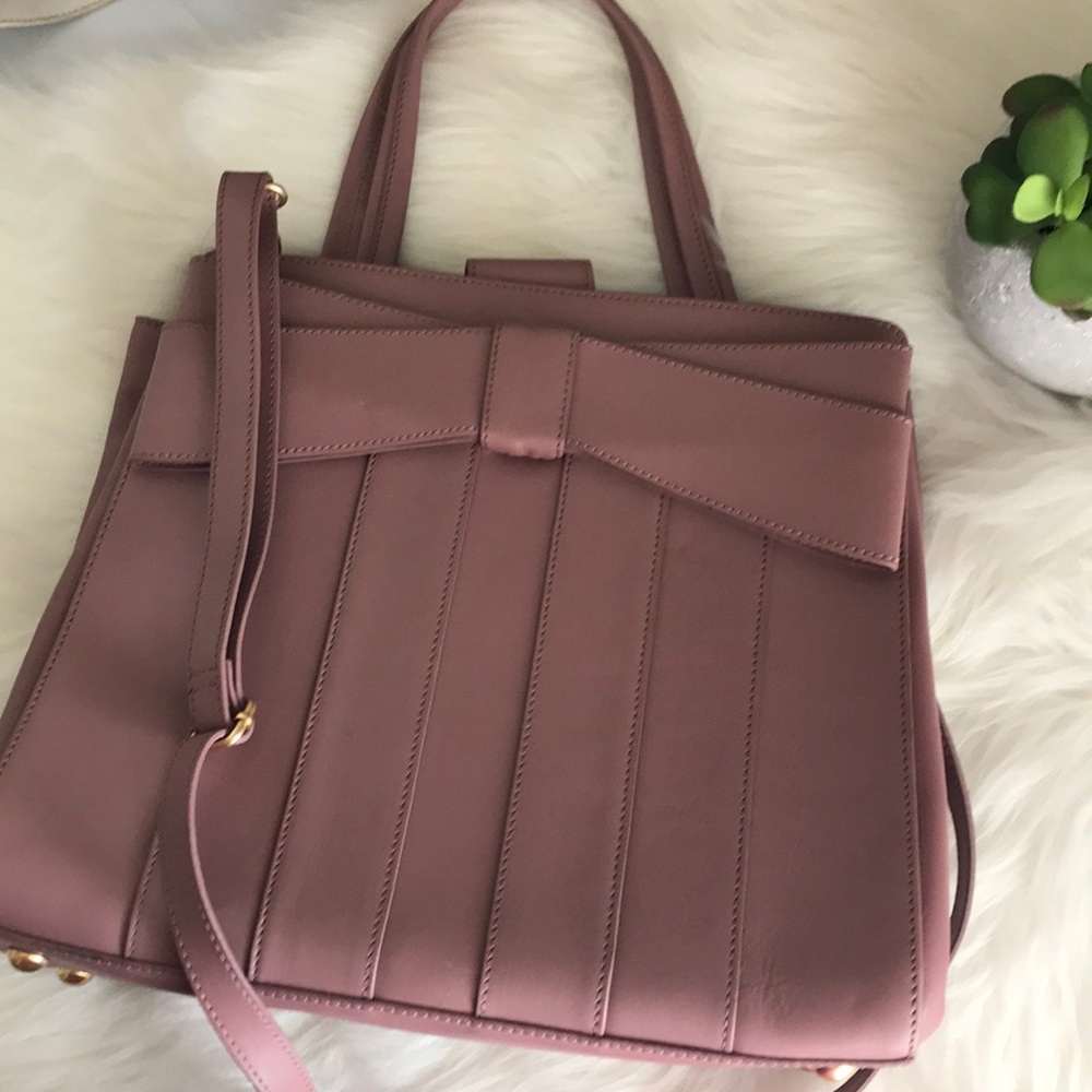 ZAC POSEN Large Shirley Bow Leather Handbag